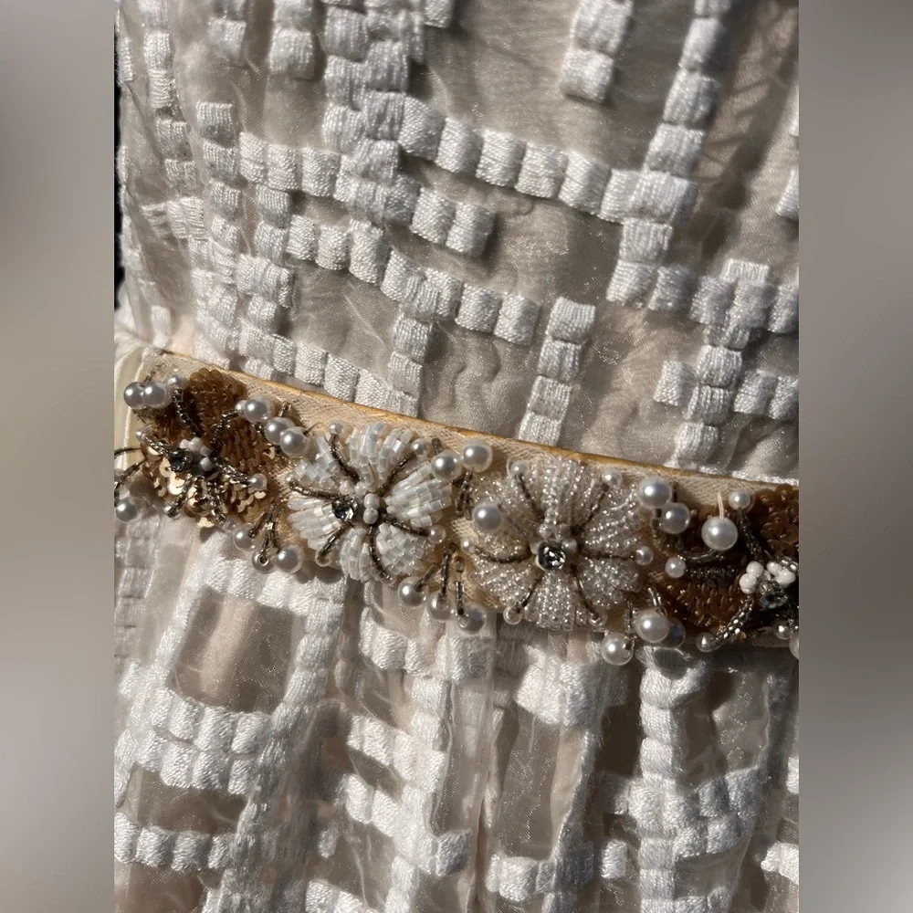 Sefon vintage dress with boatneck and jeweled belt - Picture 2 of 3